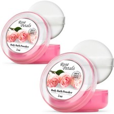 2 Pack Body Powder for Women with Powder Puff, 100 Talc-Free, Elegant Rose P...