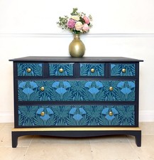 Vintage Upcycled Painted Stag Chest of Drawers with Floral Decoupage Design