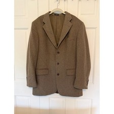 Oscar de la Renta Mens Blazer 42L Wool Cashmere Brown Sport Coat Classic