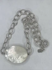 Solid Sterling Large Link 15” Mother Of Pearl Choker By Kalan 31g