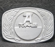 XA05173 VINTAGE 1970s  TOP-AIR  AGRICULTURE SPRAYERS FARMING MENS BELT BUCKLE