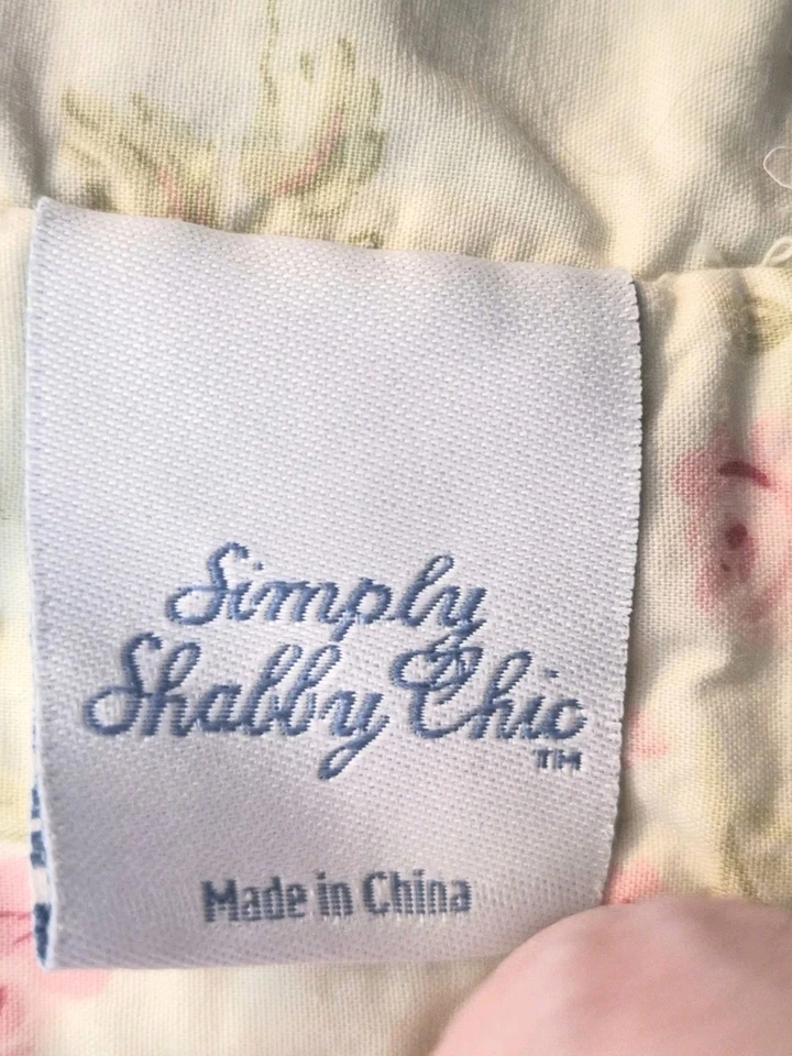 Simply Shabby Chic 女士玫瑰被套双绿色粉红色玫瑰法国乡村 — 第 2/4 张图片