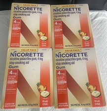 NEW NICORETTE 4 MG GUM 160 PCS EACH FRUIT CHILL PACK OF 4 BUNDLE TOTAL 640 PCS