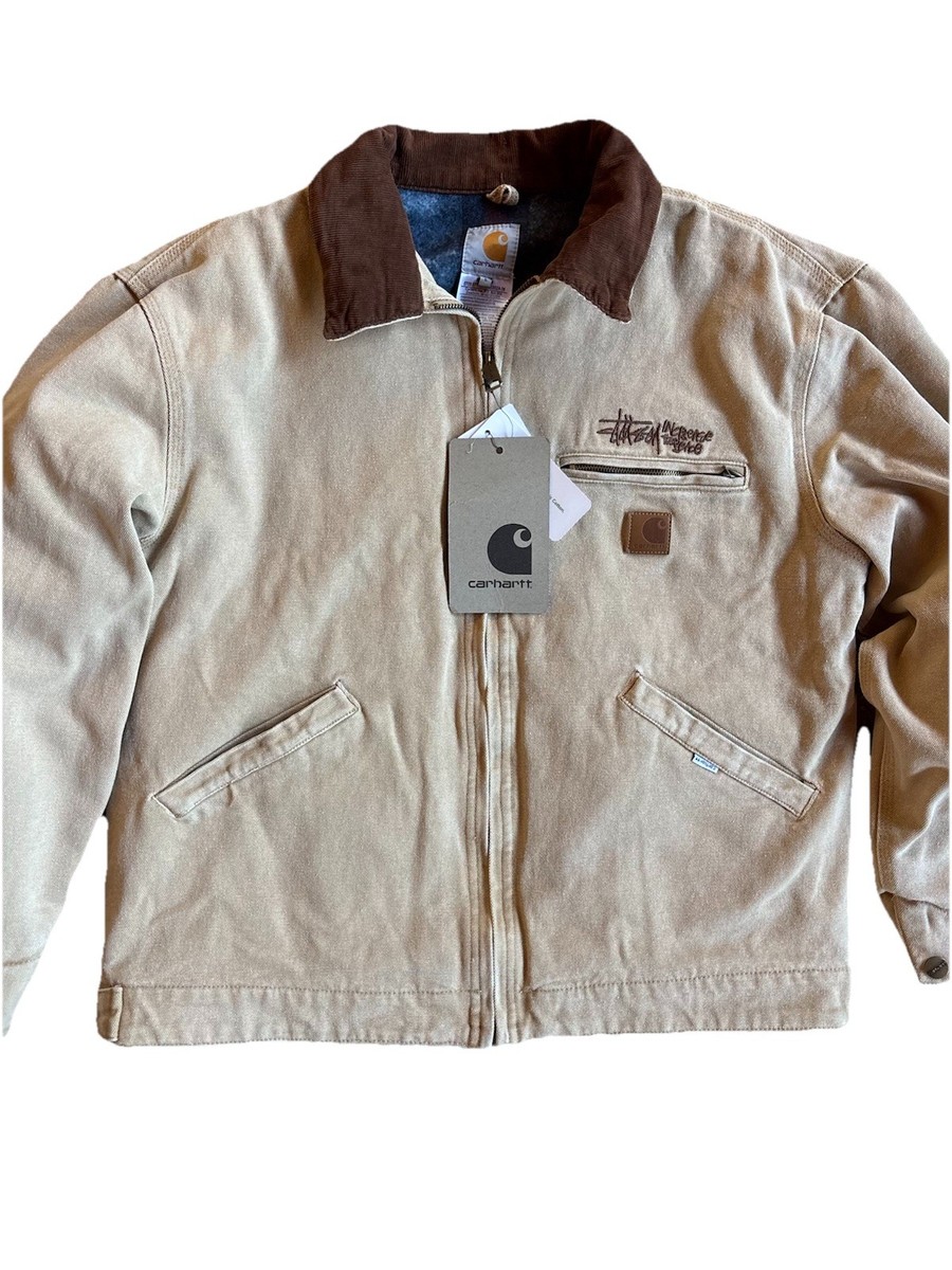 STUSSY Carhartt コラボジャケット Authentic Carhartt WIP x Stussy Mens Beige Brown Insulated Work
