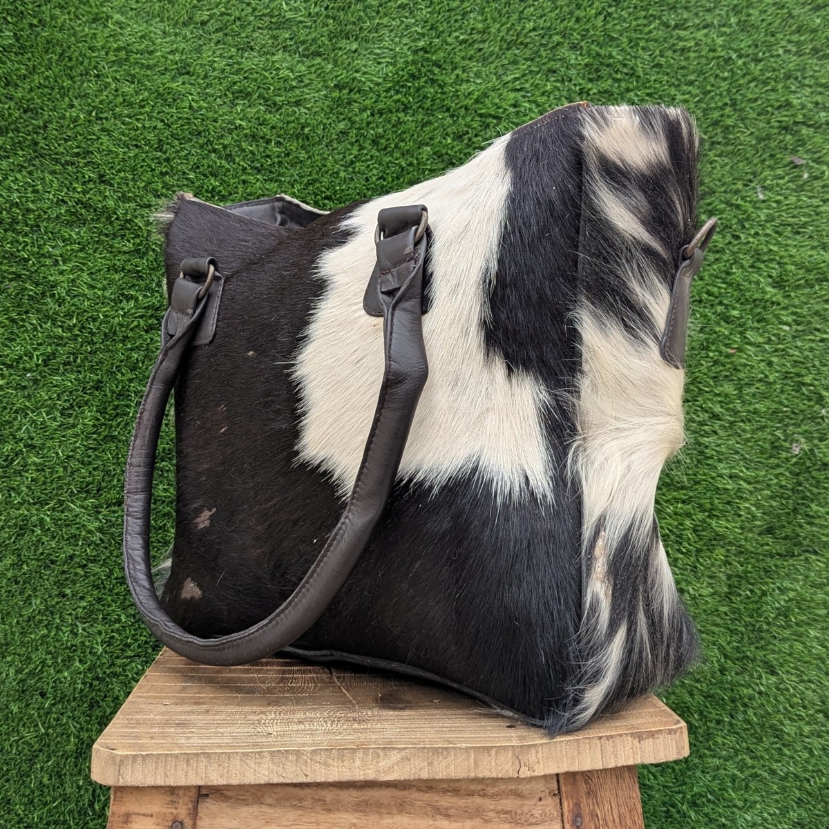 Real HairOn Cowhide Tote Bag Genuine Pony Skin Leather Handbag
