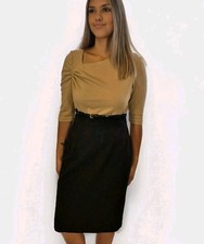 CALVIN KLEIN Size 6 Beige Black Color Block Belted Sheath Dress 