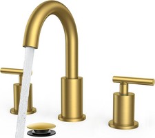 8 Inch Brushed Gold Bathroom Faucet 3 Hole Widespread Gold Faucet