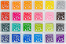 Ink Pad, 24 Colors Finger Washable Craft Ink Pad for Kids Stamp, 1.18X1.18''
