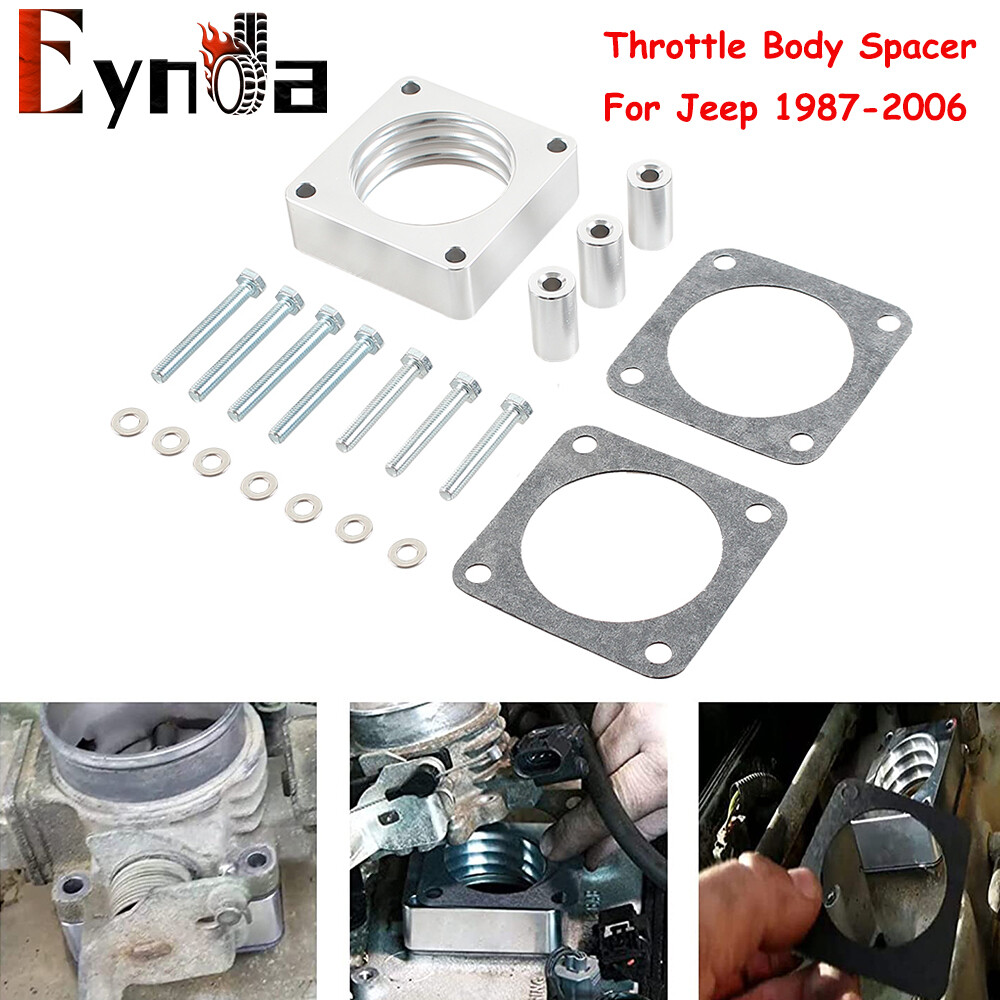 4Bolt Throttle Body Spacer for 198706 Jeep XJ YJ TJ WJ 4.0L 2.5L Silver eBay