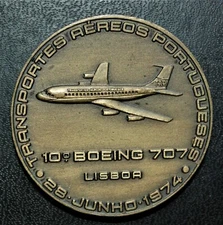 Portuguese Air Transport Commemorative Medal - 10th Boeing 707 - 28 June 1974