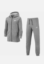 Image of BOYS NIKE FULL TRACKSUIT SET KIDS GREY HOODED TOP BOTTOMS JOGGERS KIDS FLEECE