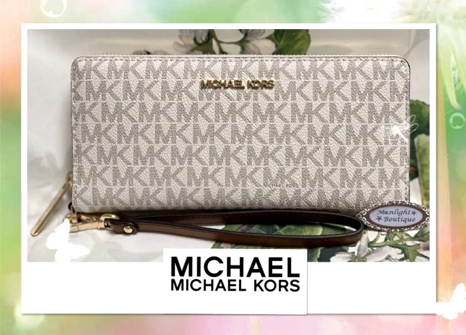 Michael Kors Brown Signature Logo Print Canvas Continental Travel