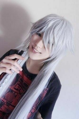 Peluca blanca plateada + red de peluca para cosplay mayordomo negro Kuroshitsuji Undertaker - Imagen 3 de 4
