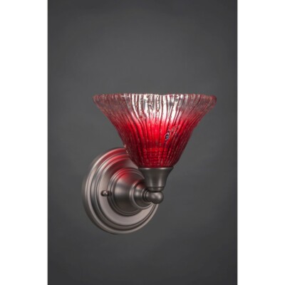 Toltec Lighting Wall Sconce, 7' Raspberry Crystal Glass - 40-BN-756