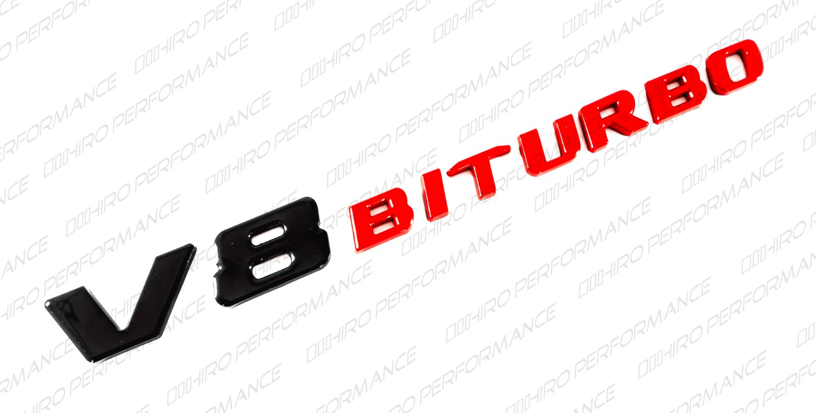 2 Emblèmes Mercedes Benz V8 Biturbo – Noir Brillant – Pour Aile Ou Coffre