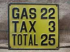 RARE Vintage 1920s Embossed Metal Gas Tax Sign Antique Old Automobile 9447