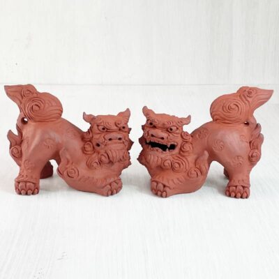 Okinawa Shisa pair Unglazed height 7 inches from Japan 12107 | eBay