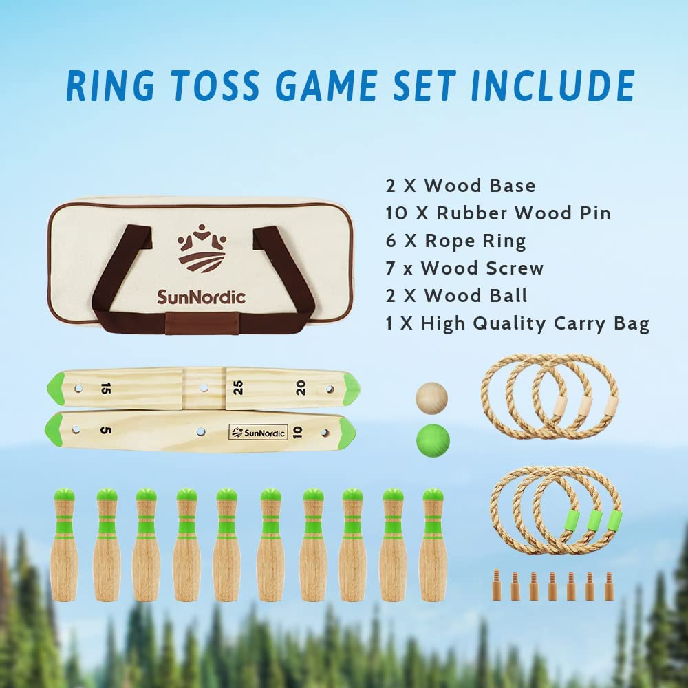 2 in 1 Backyard Throwing and Bowling Game with 6 Rope 2 Ball 10 Bowling Pin NEW eBay