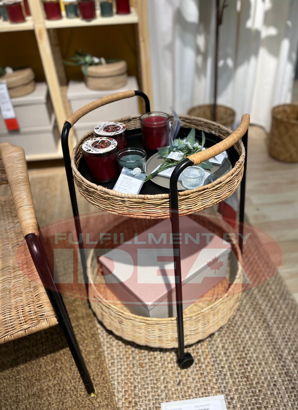 Brand New IKEA LUBBAN Serving Cart with Storage in Rattan/anthracite