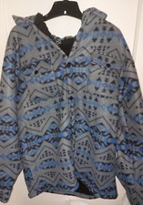native american fleece jacket XL Original Deluxe Southwest Gray Blue NWT