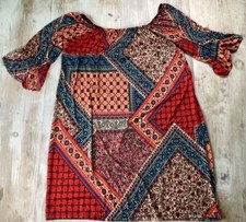 Olivia Matthews Tapestry Dress 3/4 Sleeves Women’s 2x Boho Patchwork Look