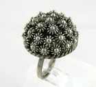 Vintage Mexico Sterling Silver Cluster Design Adjustable Ring Size 7 Weighs 10g