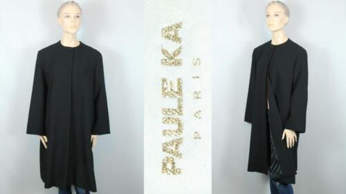 PAULE KA Paris FRANCE Black Single Button Closing Wool Coat Long Jacket 44 - Afbeelding 1 van 11