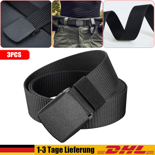 3x Taktischer Nylongürtel Arbeitsgürtel Militär Gürtel Herren Outdoor Schwarz DE - Bild 1 von 12