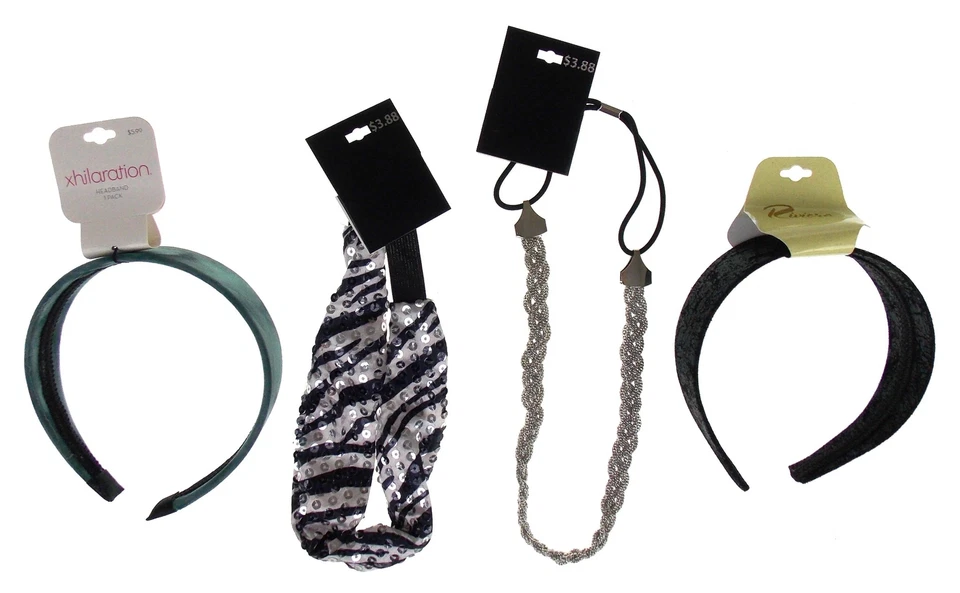 Повязки на голову Xhilaration Riviera лот из 4 различных тканей для волос пластиковые блестящие блестки - Изображение 2 из 2