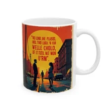 Vintage-Inspired Ceramic Mug - Motivational Cityscape Design (11oz, 15oz)