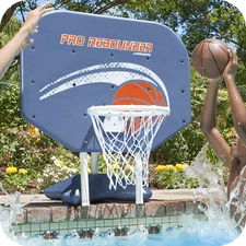 Pool Basketball Hoop Water Game Sits Poolside Fun All Weather Blue Backboard