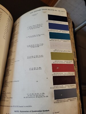 1955 DUPONT DULUX DUCO CHRYSLER COLOR PAINT CHIP SWATCH SHEET BULLETIN NO 22 