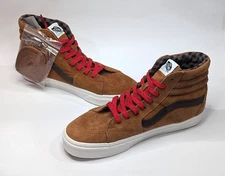 Vans SK8 Glazed Ginger Brown Pig Suede Plaid Men's Hi Top Sneakers-Asst Size NWB