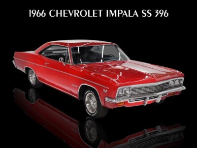 【絶版】 amt 旧ロゴ '64 Chevrolet Impala SS 89年 1964 Chevrolet Impala SS in Red New Metal Sign: Fully