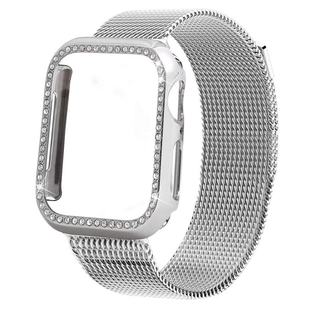 Magnetic Metal Loop Band+Bling Case For Apple Watch Series 10 9 8 7 6 5 4 3 2 1
