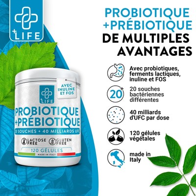 Probiotiques 60 Milliards UFC - 120 Capsules Avec Prébiotiques - Marque Grevip - Neuf (Péremption 2027)