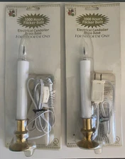 Electrical Candles Candolier w BRASS Base Yuletide Traditions Indoor 9” Set of 2