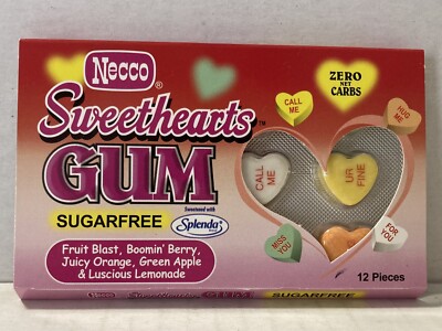 Vintage 2006 Necco SWEETHEARTS GUM Sugarfree VALENTINES HEARTS --NOS--Sealed