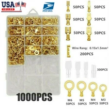 1000pcs Assortment Spade Male Female Crimp Terminals Electrical Wire Connectors