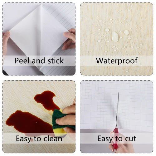 Papel tapiz de madera para puertas vinilo autoadhesivo papel de contacto habitación muebles de cocina Foto 4 de 4