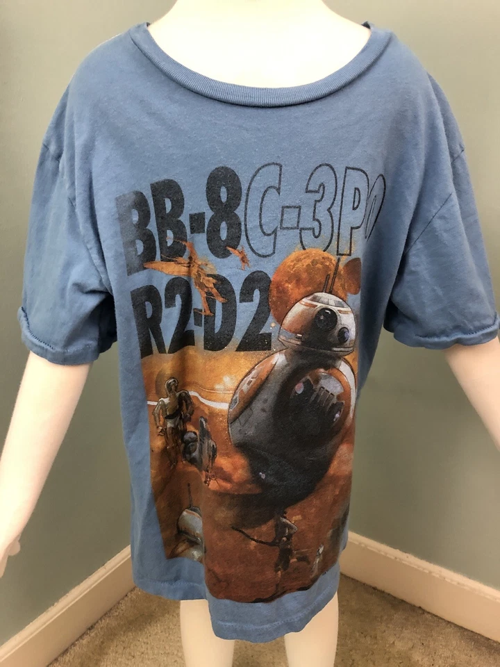 Camiseta de comida chatarra para niños S/S azul Star Wars droide BB-8, R2-D2 y C-3PO talla XS 5 Foto 4 de 4