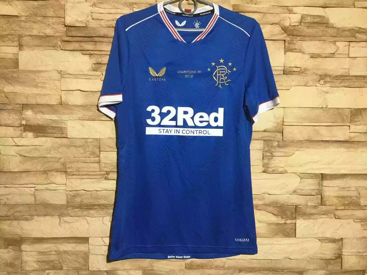 GLASGOW RANGERS 2020 2021 TRAINING FOOTBALL SHIRT SOCCER JERSEY CASTORE sz  M MEN