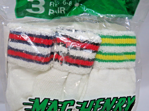 Mac Henry Vintage 80’s Boys Crew Socks 3-Stripes 3 pair fits 6-8 Very Rare!! - Picture 2 of 5