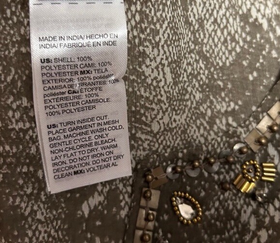 Chico’s Python Lined Semi Sheer Beaded Blouse Tun… - image 4