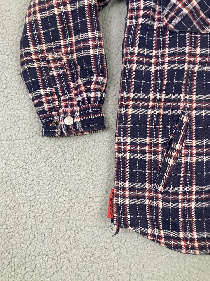 Chaqueta de franela Disney Tigger juvenil grande azul a cuadros capucha bordada hechizo Foto 4 de 4