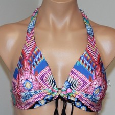 NWT PILYQ Swimsuit Bikini Top Size S Tie Halter Multi