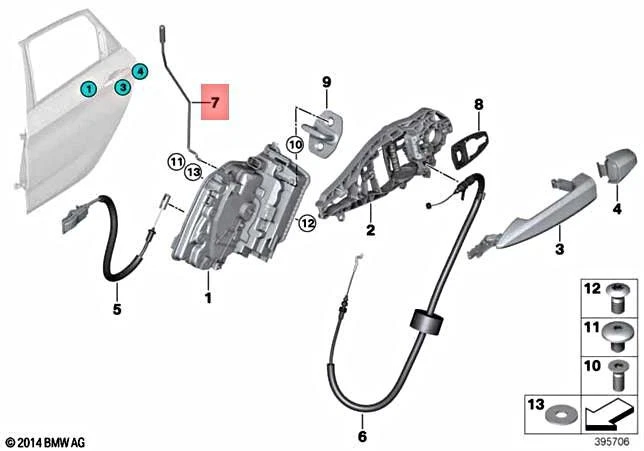 Genuine BMW X1 F48 X1 16d 18d 18dX Operating Rod Door Rear Right  
