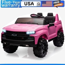 24V 2-Seater Truck Licensed Chevrolet Silverado Ride On Car Toy 3 Speeds Music