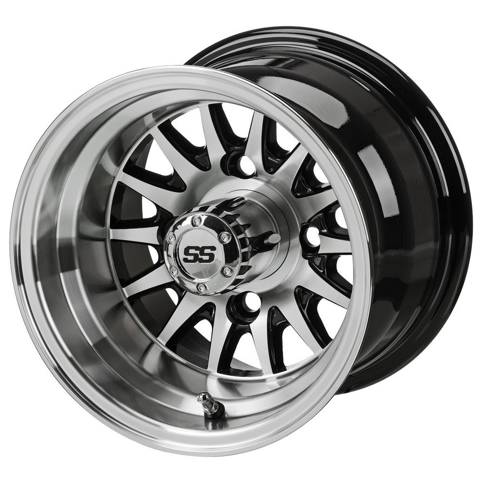 (4) Golf Cart 205/65R10 Deli Radial Tires on 10x7 Machined/Black 14 ...