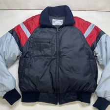 Vintage Powder Down Ski Wear Goose Down Feathers Striped Puffer Jacket Mens Lg